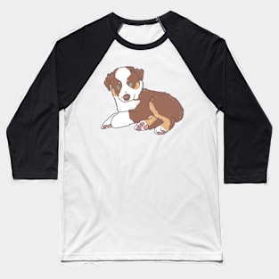 Red Tri Aussie Puppy Baseball T-Shirt